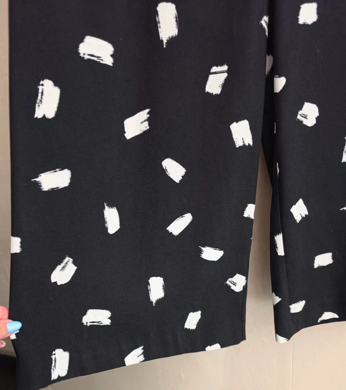 Edit Mark Hayes Black & White Patterned High Waist Cropped Flared Trousers  10