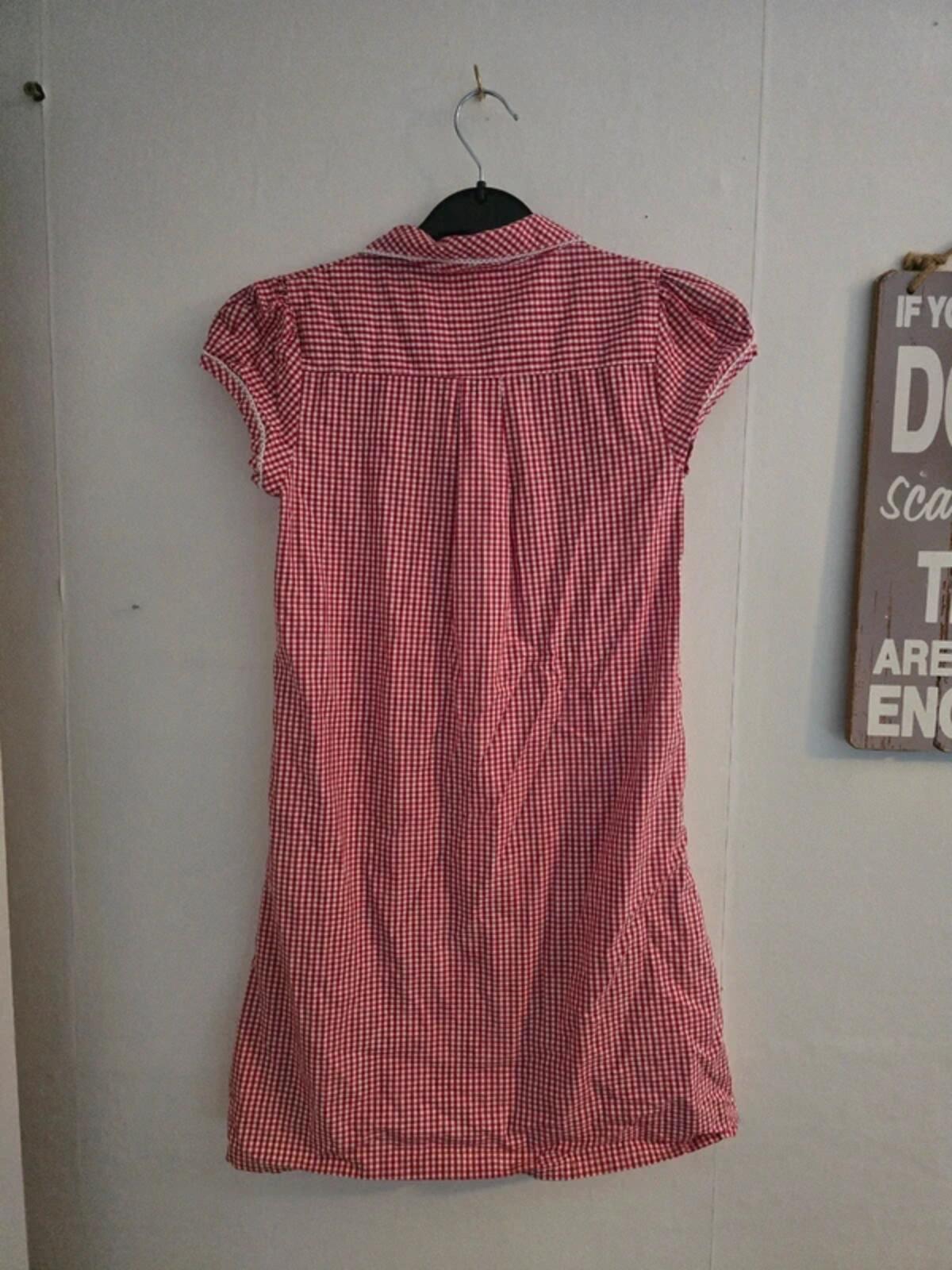 Next Girls Red Gingham Checked Short-Sleeve School Summer Dress Age 9 Years