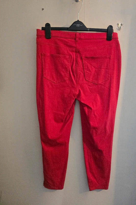 Next Vibrant Red High Waisted Cropped Stretchy Jeggings Size 16