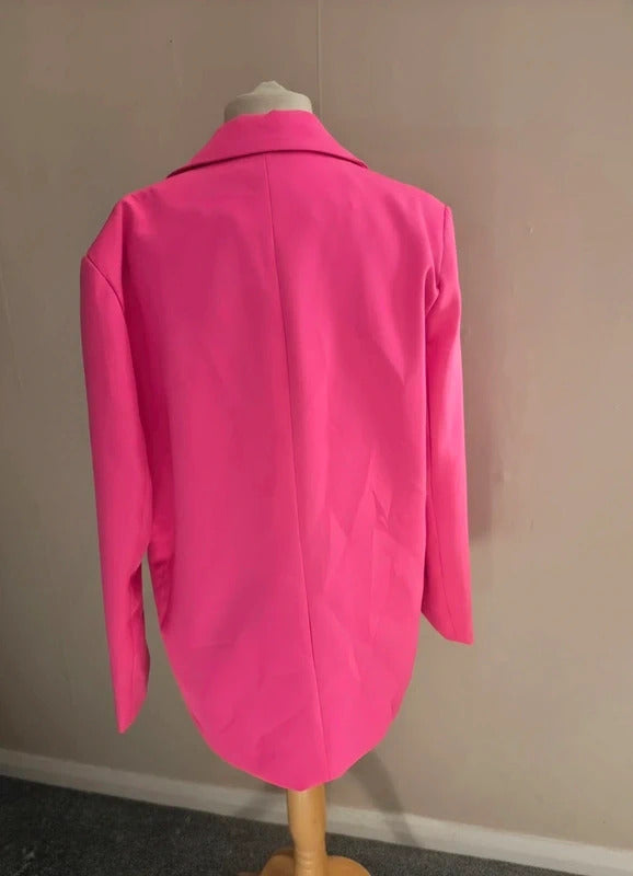 Missguided Bright Pink Oversized Single Button Blazer NWT Size 8
