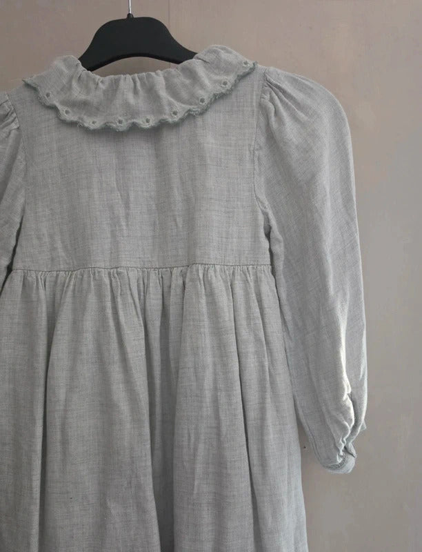 Primark Girls Light Sage Green Frilled Collar Floral Dress Age 6-7 Years