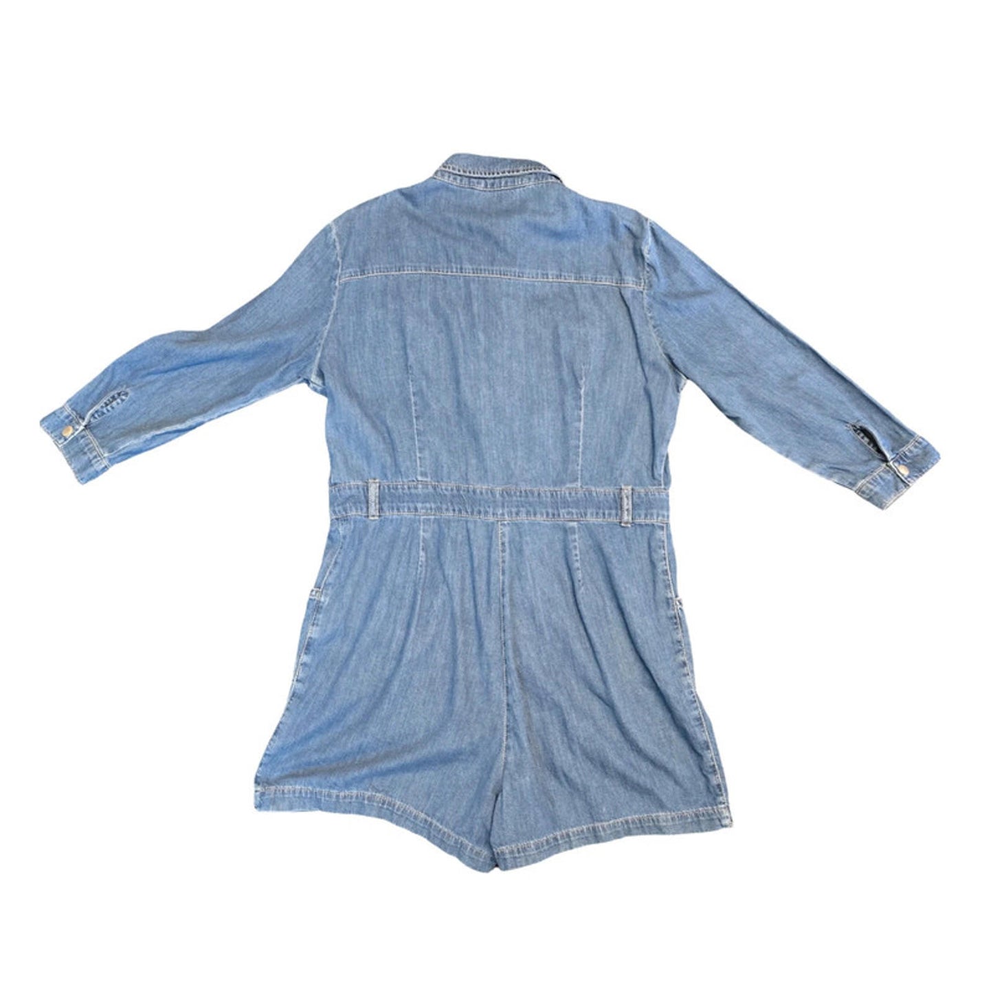 Miss Selfridge Denim Playsuit Blue Size 14 Petite Long Sleeve