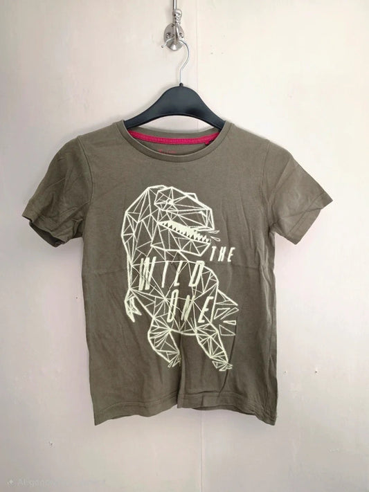 Tu Clothing Boys Khaki Olive Green Dinosaur Geometric T-Shirt Age 6 Years