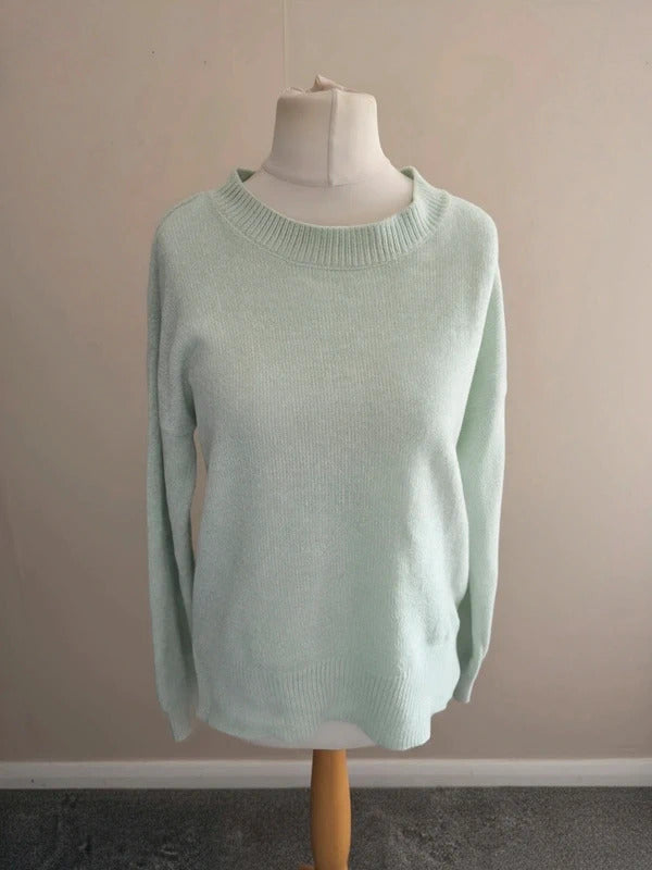 F&F Women's Mint Green Textured Long-Sleeved Jumper Size 12