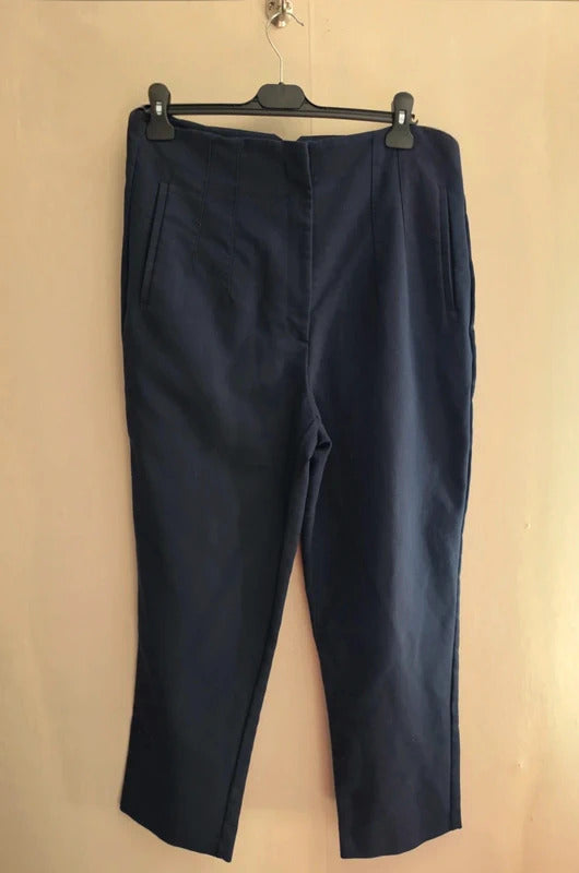 Zara Navy High-Waisted Slim Leg Tailored Trousers Size XXL Size 16–18