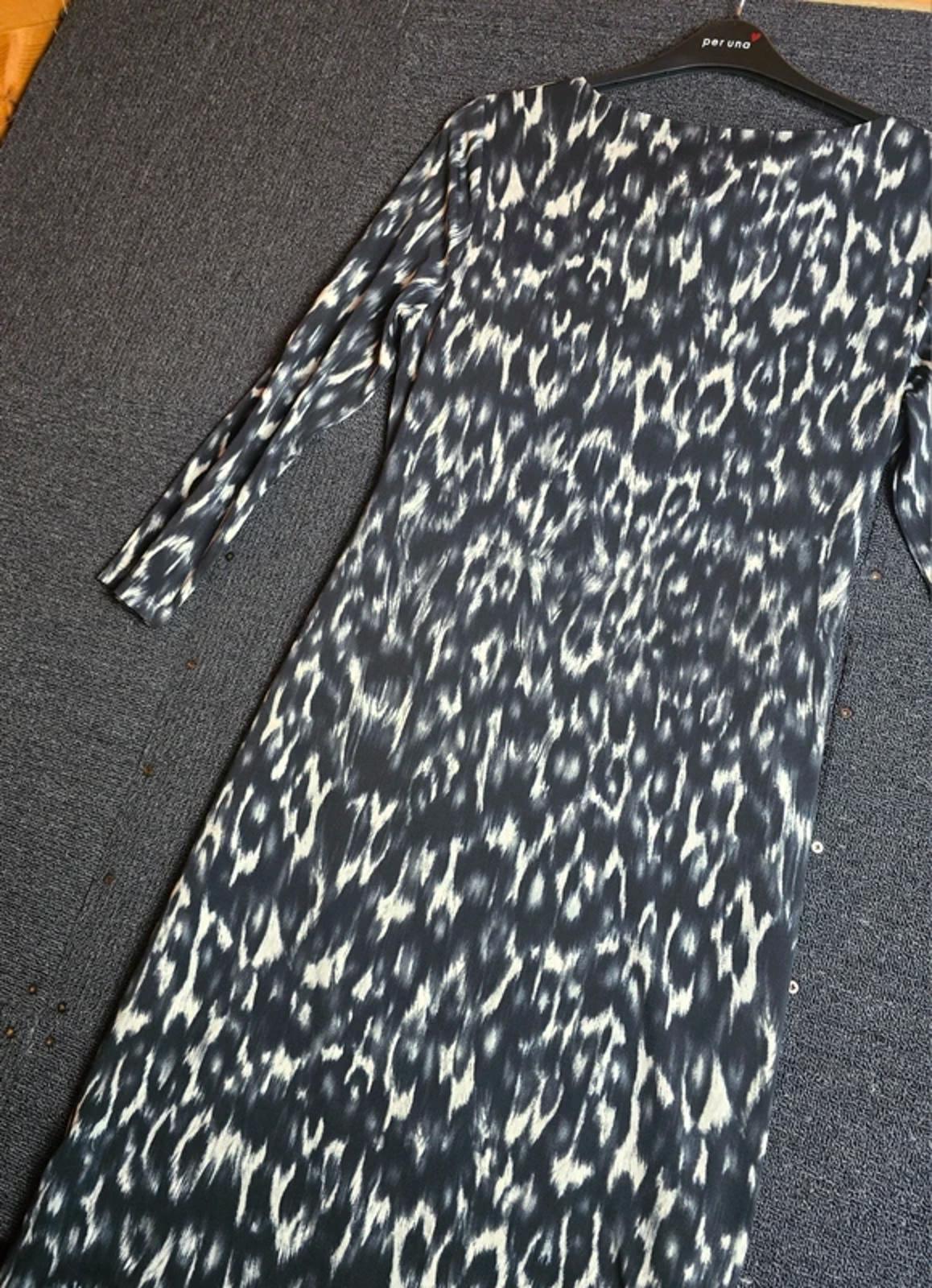 Fenn Wright Manson Patterned Dress Black/White Size 14 Ruched Bodycon Midi