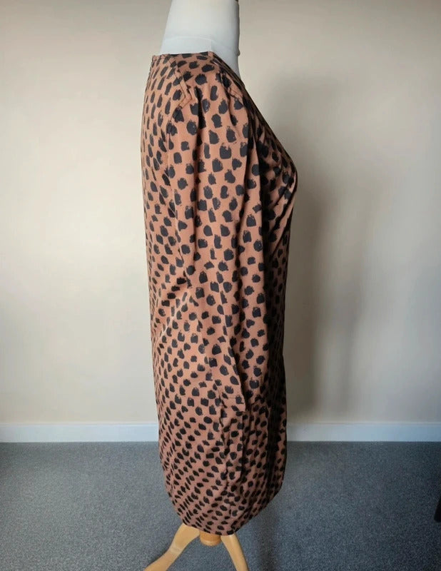 Jaeger Brown & Black Polka Dot Dress – Size 10