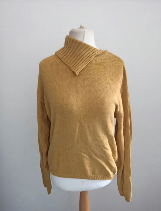 Vintage Armani Jeans Mustard Yellow Angora Wool Knit Jumper Made in Italy
