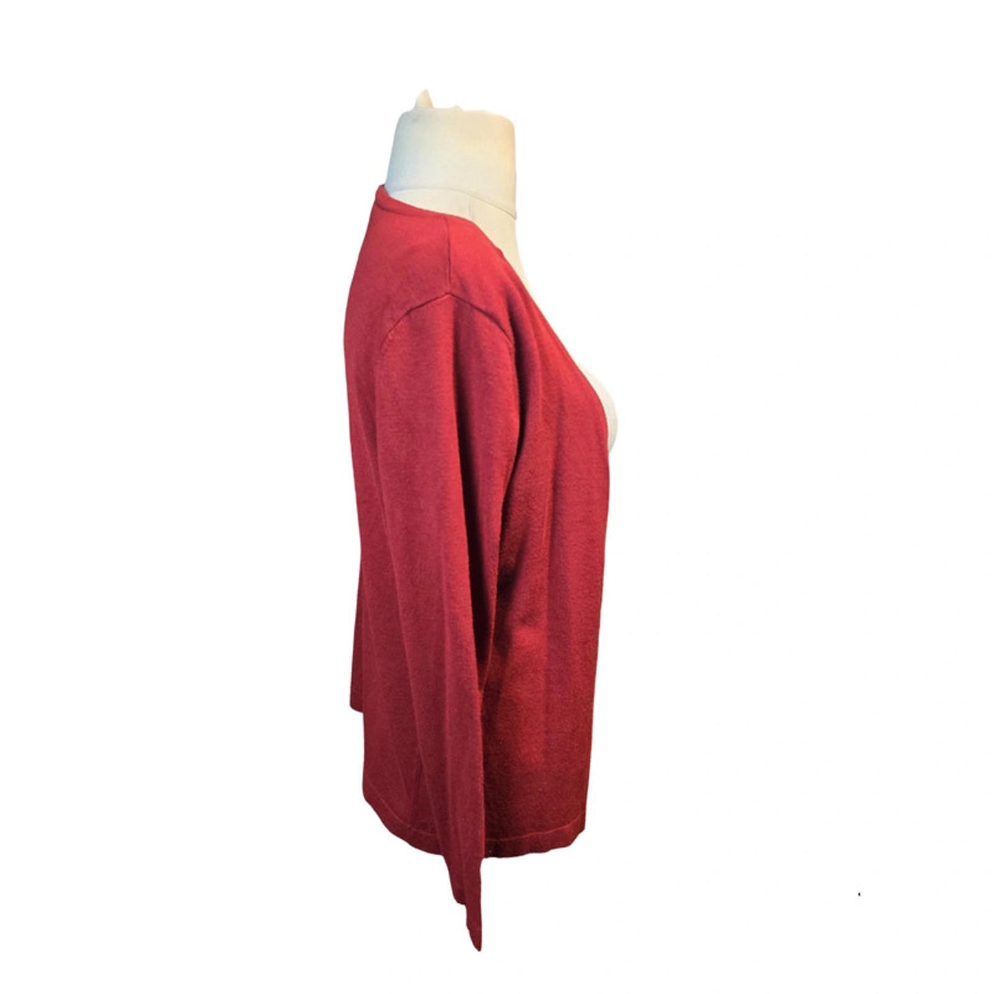 Kaffe Red Open Front Cardigan S Size 10/12 Mid Length Layering Work Causal