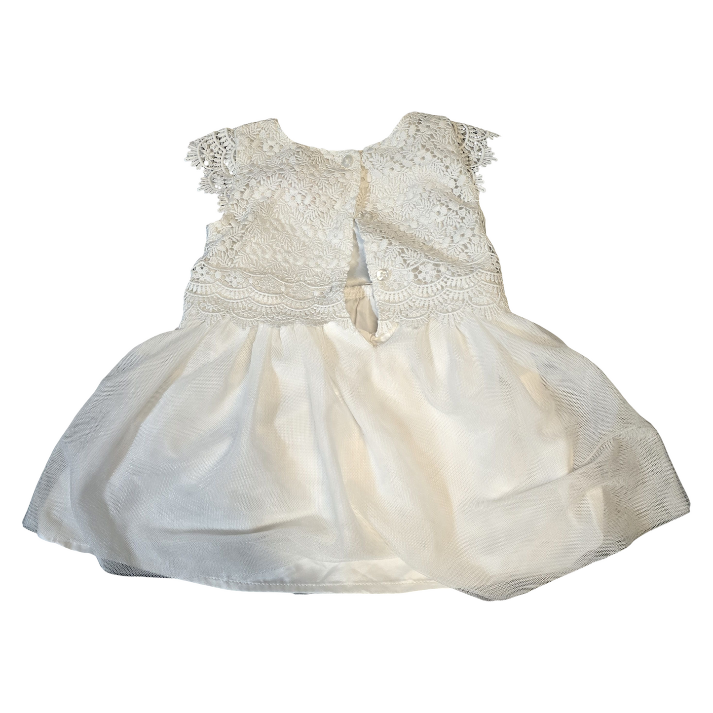 Primark White Lace & Tulle Dress – Girls 6–9 Months – Polyester