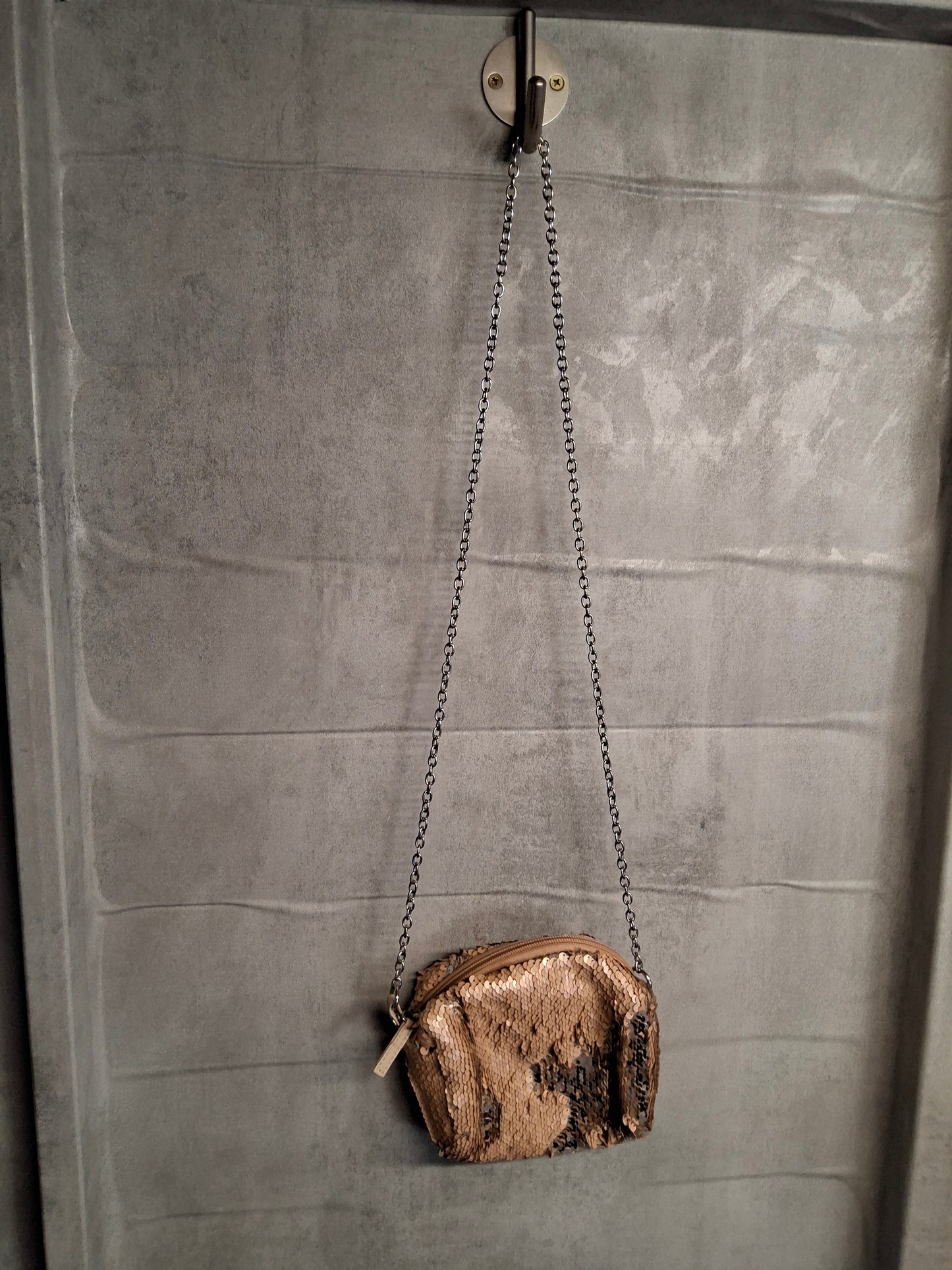 Primark Girls Rose Gold Sequin Bag – Detachable Chain Strap