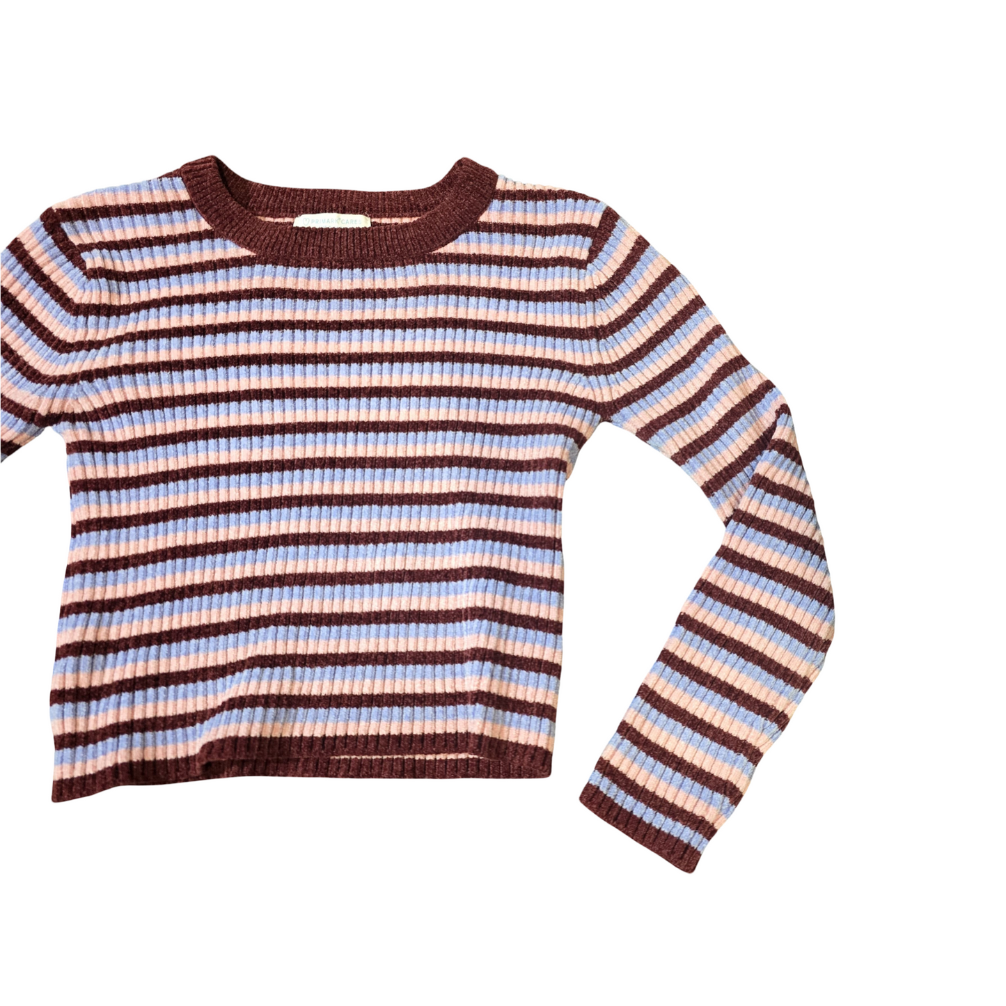 Primark Girls Blue & Pink Stripe Knit Jumper – Age 5–6 Years – 100% Polyester