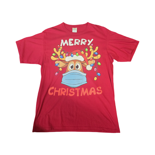 Port & Company Red Christmas T-Shirt – Men’s L – Short Sleeve 100% Cotton Festive Tee