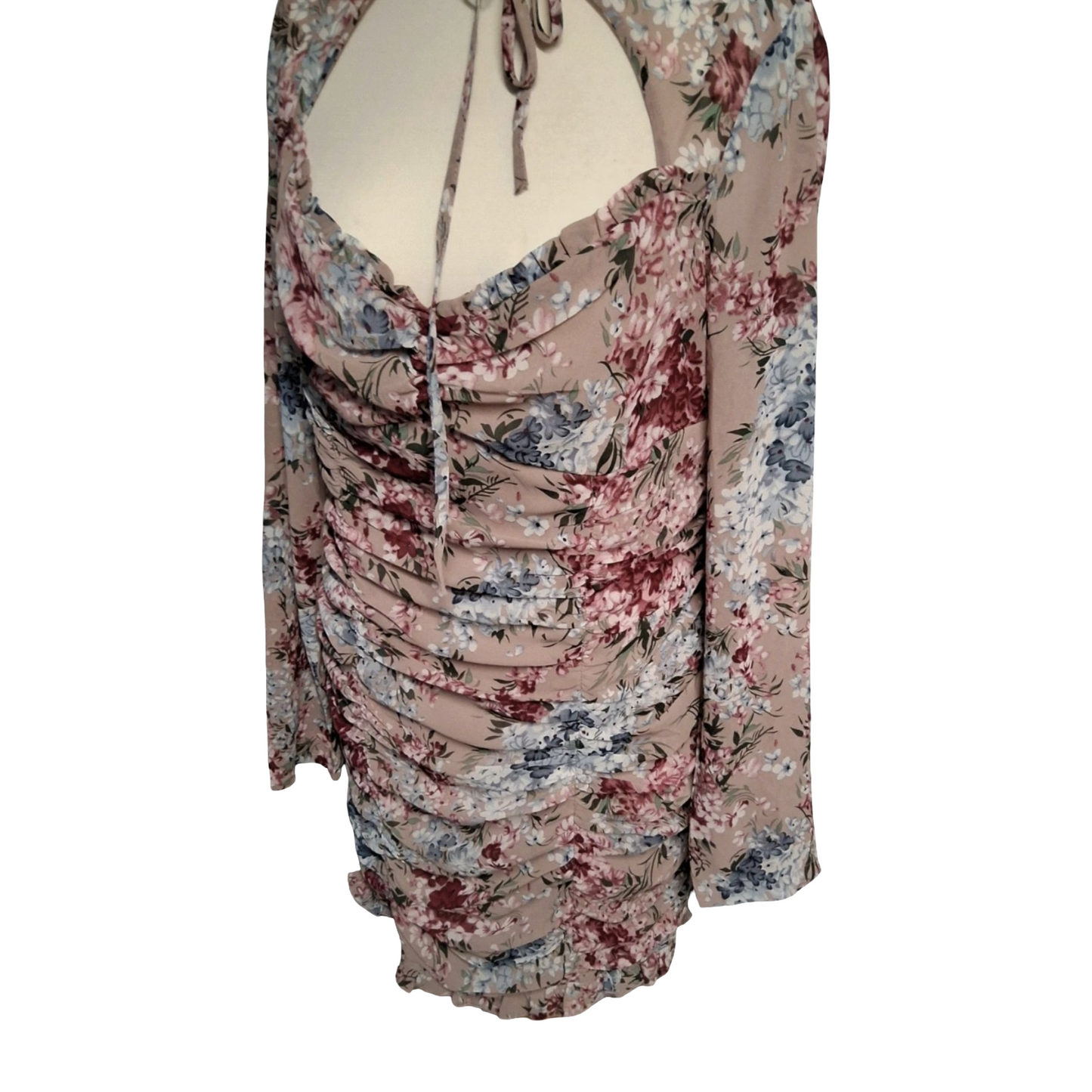 PrettyLittleThing Floral Ruched Dress – Size 14 Romantic Chic