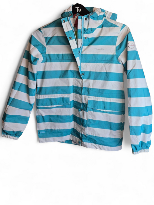 Regatta girls  green & white striped waterproof coat age 13years