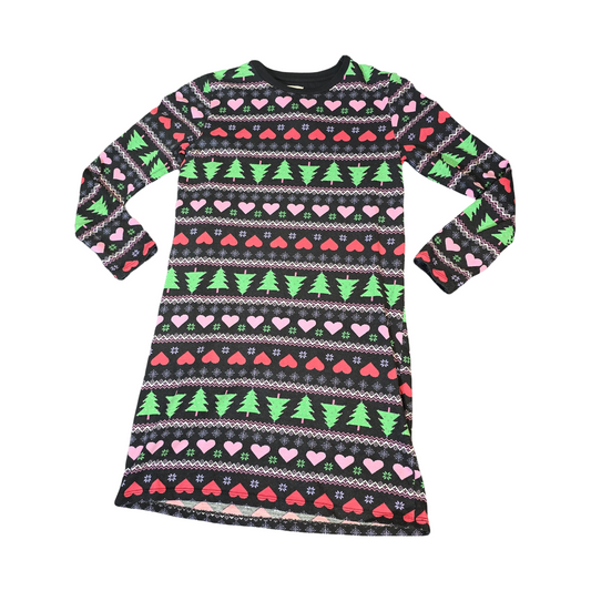 George Girls Xmas Long Sleeve Dress – Age 8–9 – Fun Festive Print