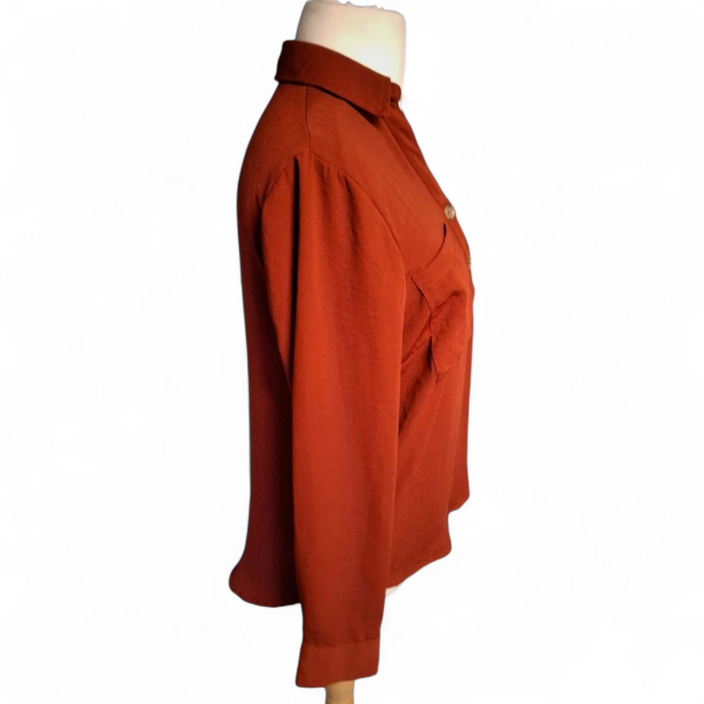 Matalan Burgundy Long Sleeve Blouse – Size 12 – Relaxed Fit with Pockets