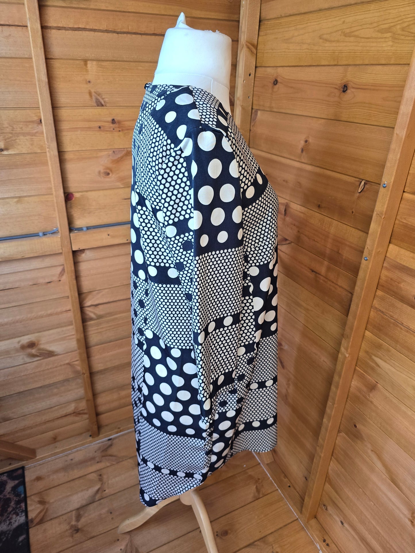 Matalan Navy & Cream Polka Dot Tunic Dress Size 12 – 3/4 Sleeves, New With Tags, RRP £16