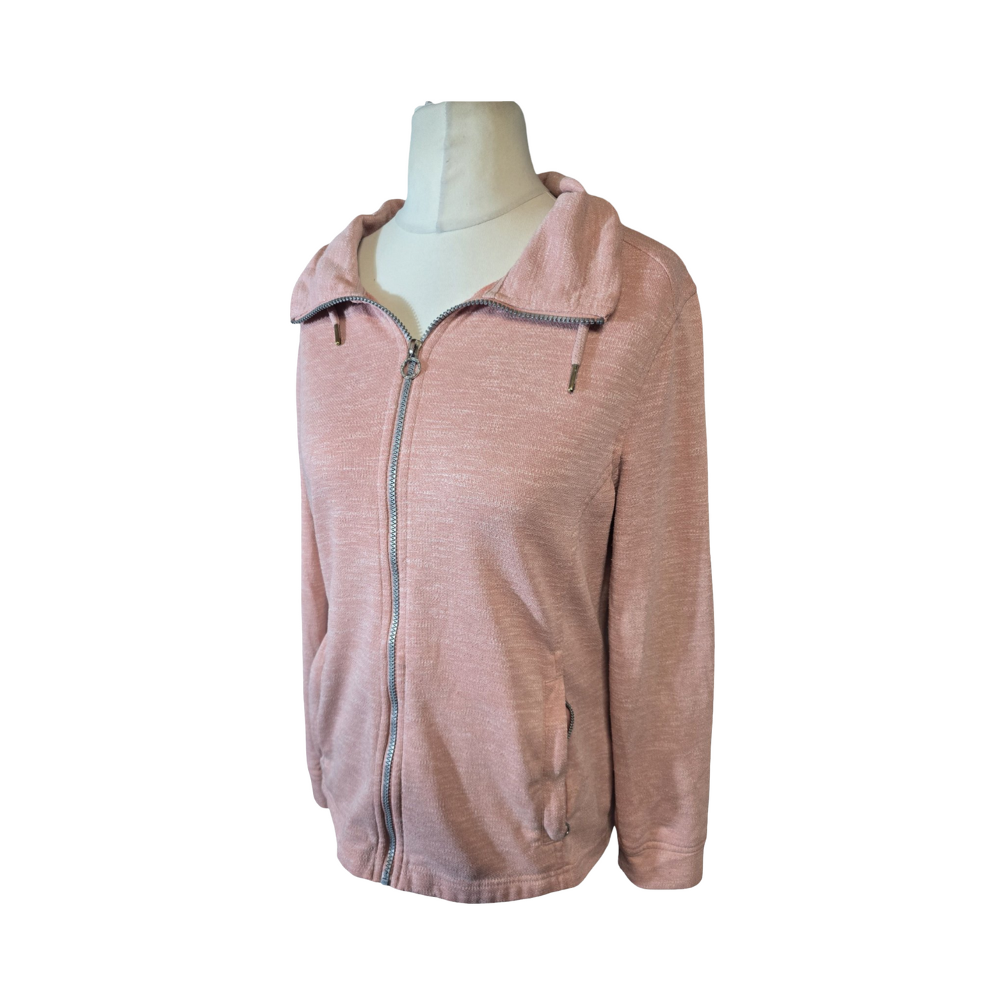 Regatta Light Pink Zip-Up Lightweight Jumper – UK size 12 – Drawstring Collar & Pockets