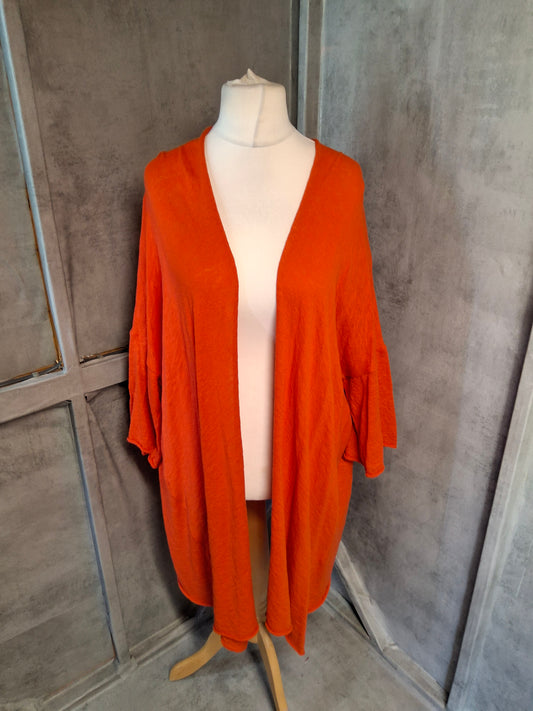 Zara Burnt Orange Oversized Midi Cardigan – Size S (UK 8–12) – Bold Layering Essential