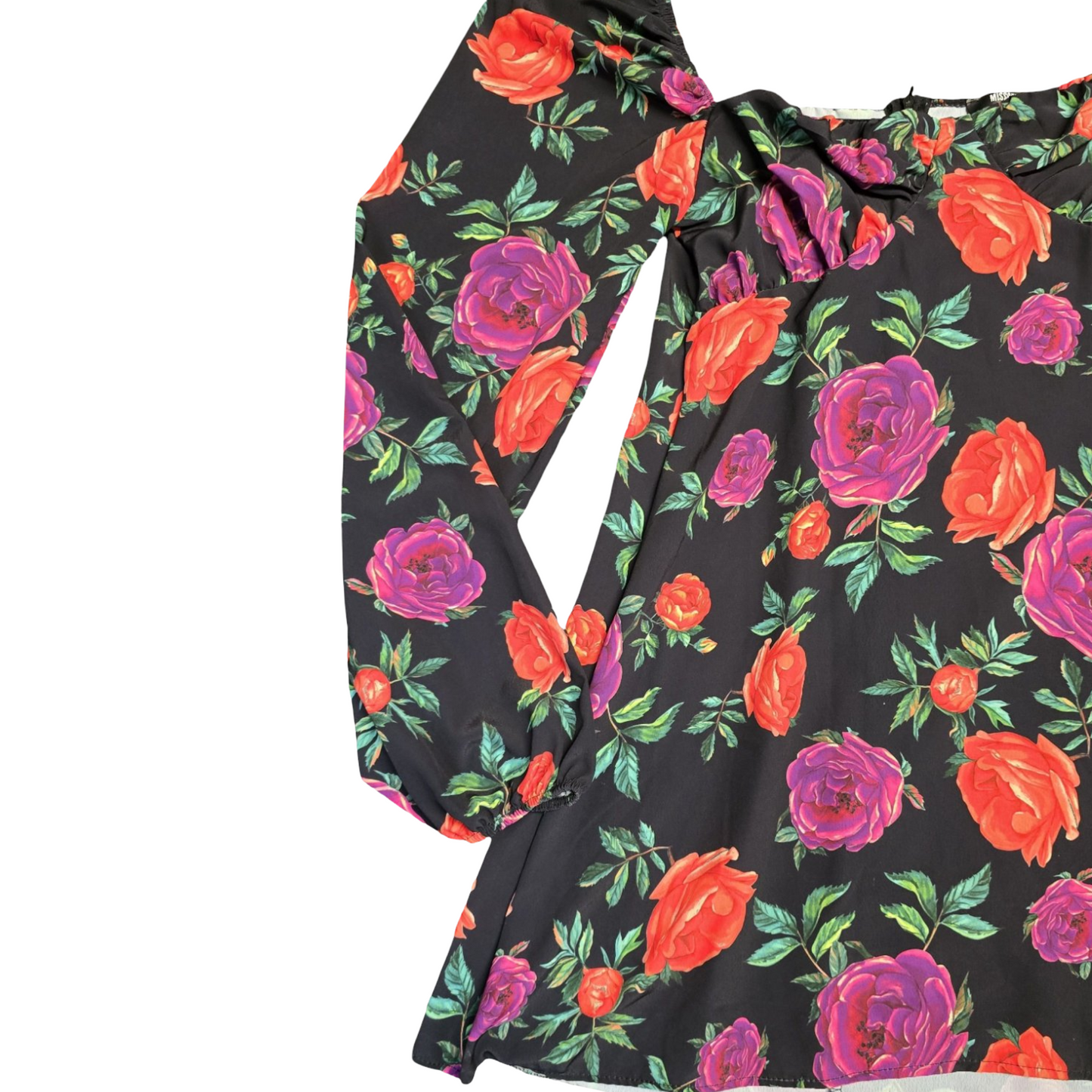 Missguided Black & Multicolour Floral Mini Dress Size 12 new