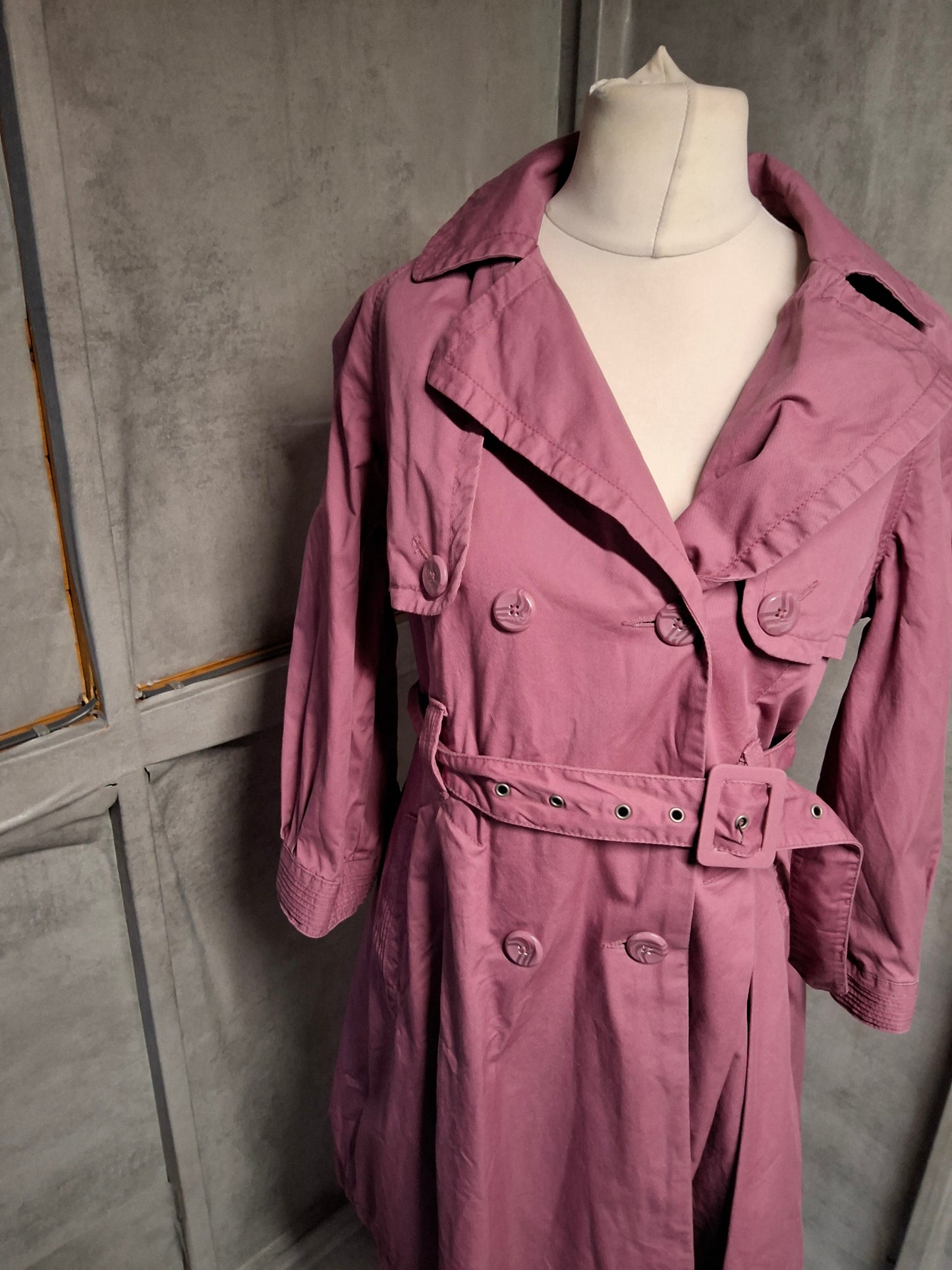 Topshop Dusky Pink Trench Coat – Size 12 – Belted & Beautiful