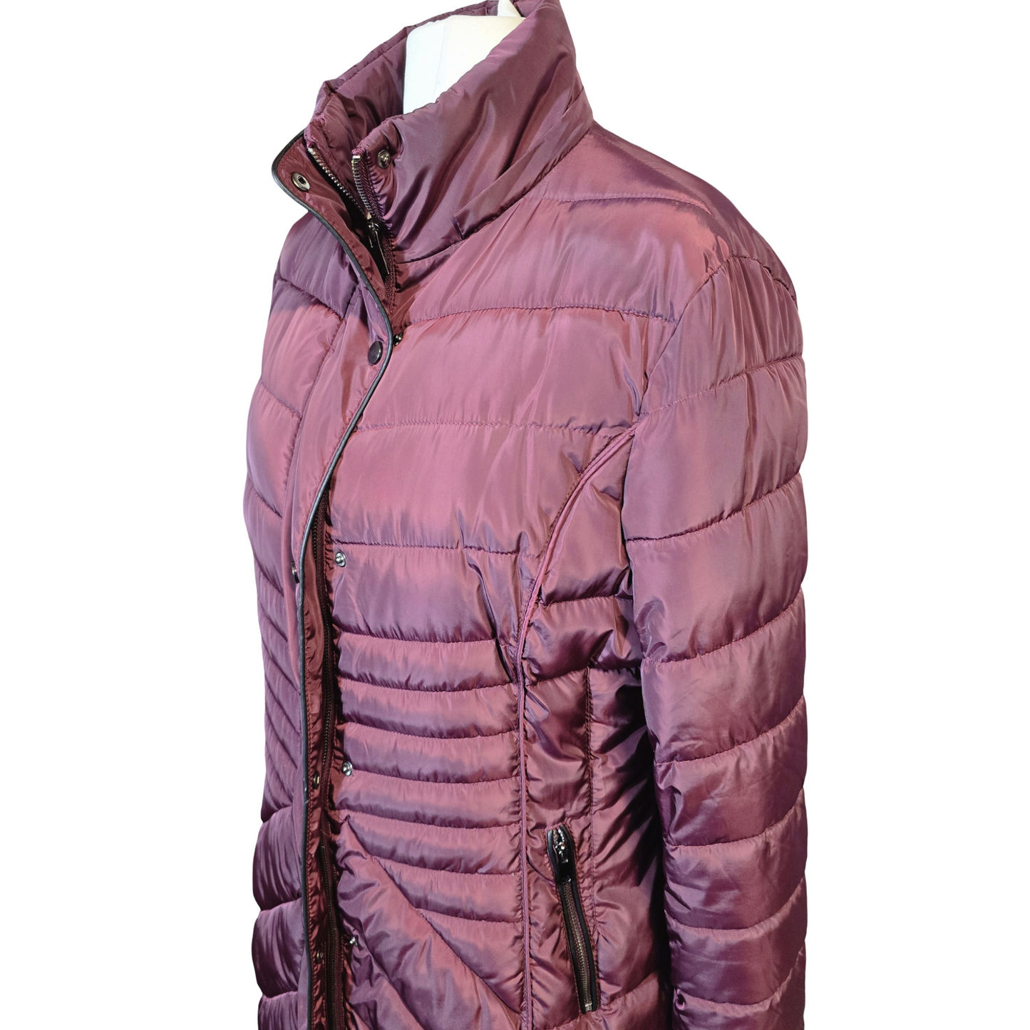 Klass Purple Quilted Puffer Midi Coat – Size M (12/14) – Warm Winter Jacket
