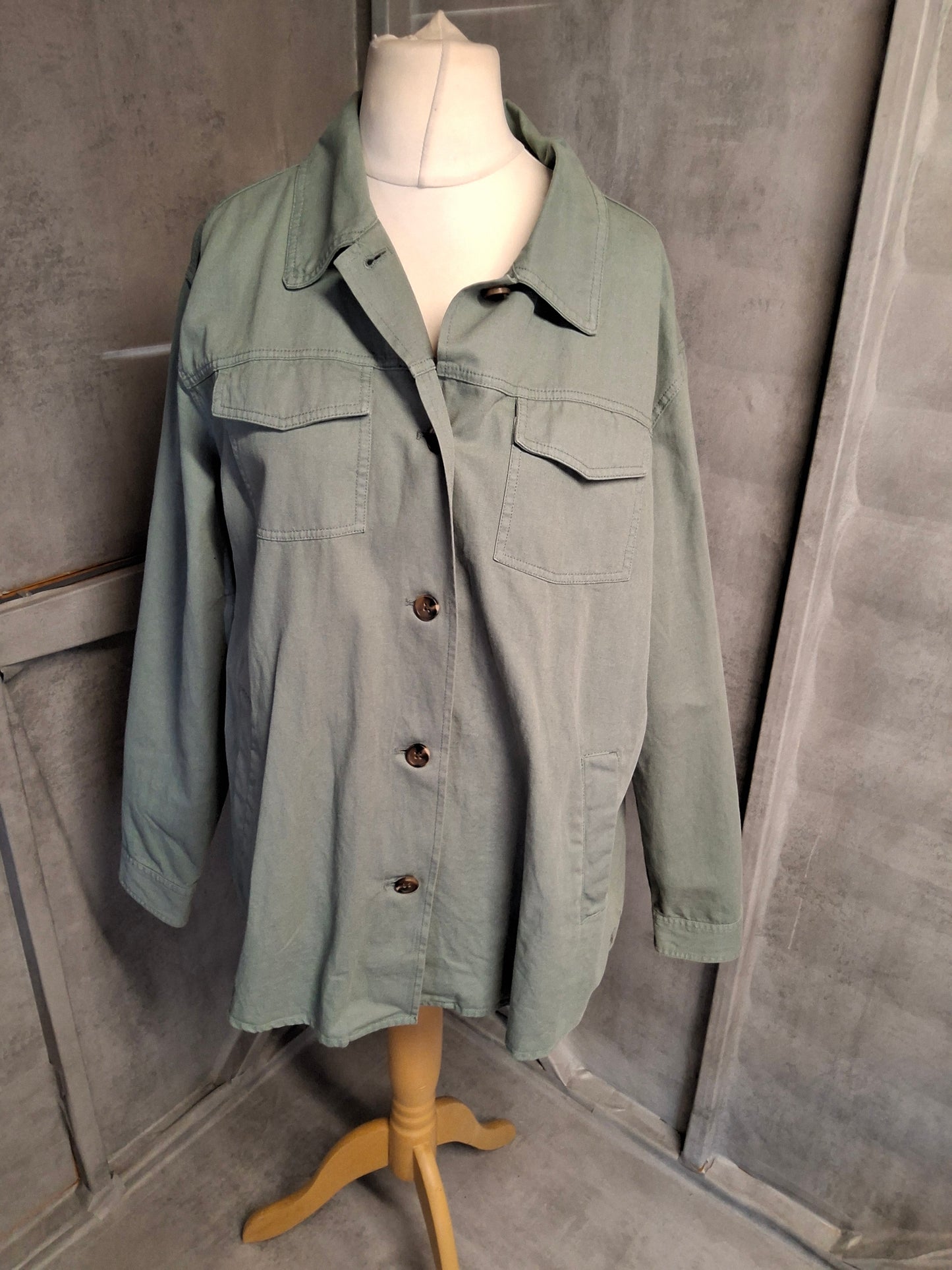 Joules Khaki Green Cotton & Linen Blend Shacket – Size 14