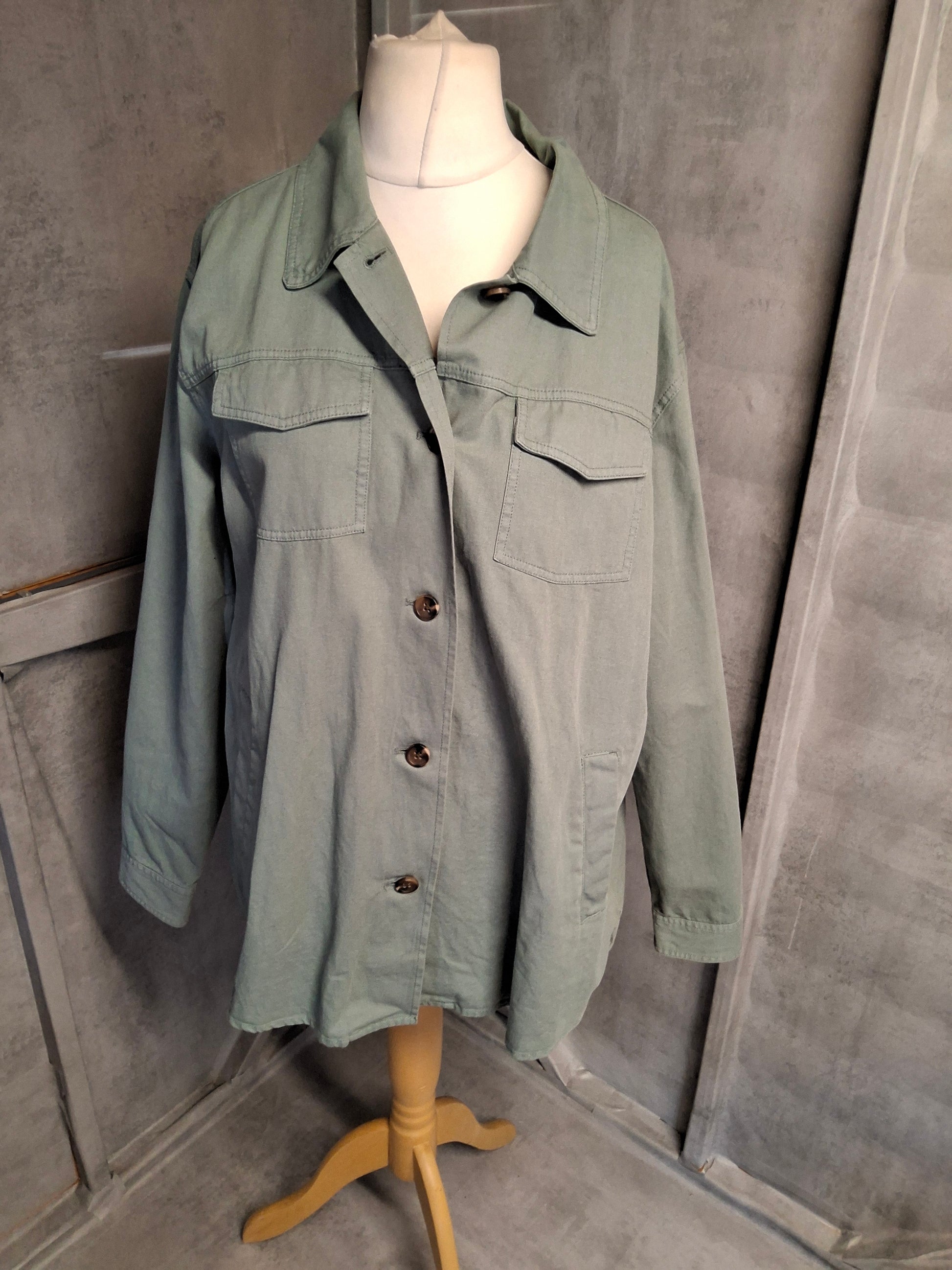 Joules Khaki Green Cotton & Linen Blend Shacket – Size 14