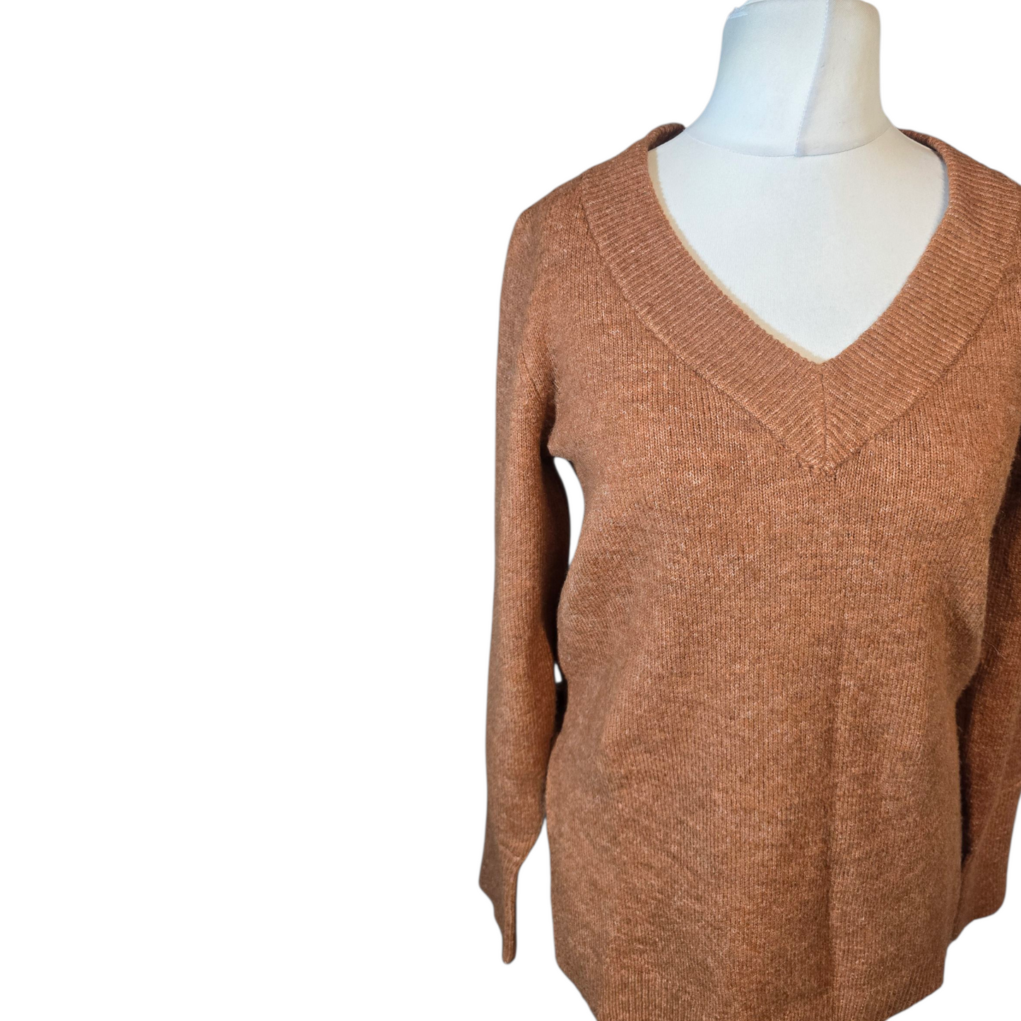 Peppercorn Brown V-Neck Jumper – Size XS (Would Suit size 6–10)