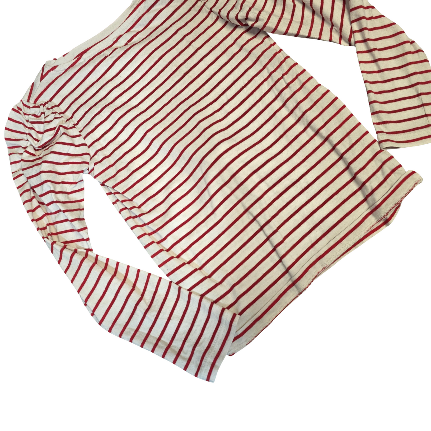 Next Red & White Stripe Xmas Top – Girls Age 6 – Reindeer Pom Pom Design