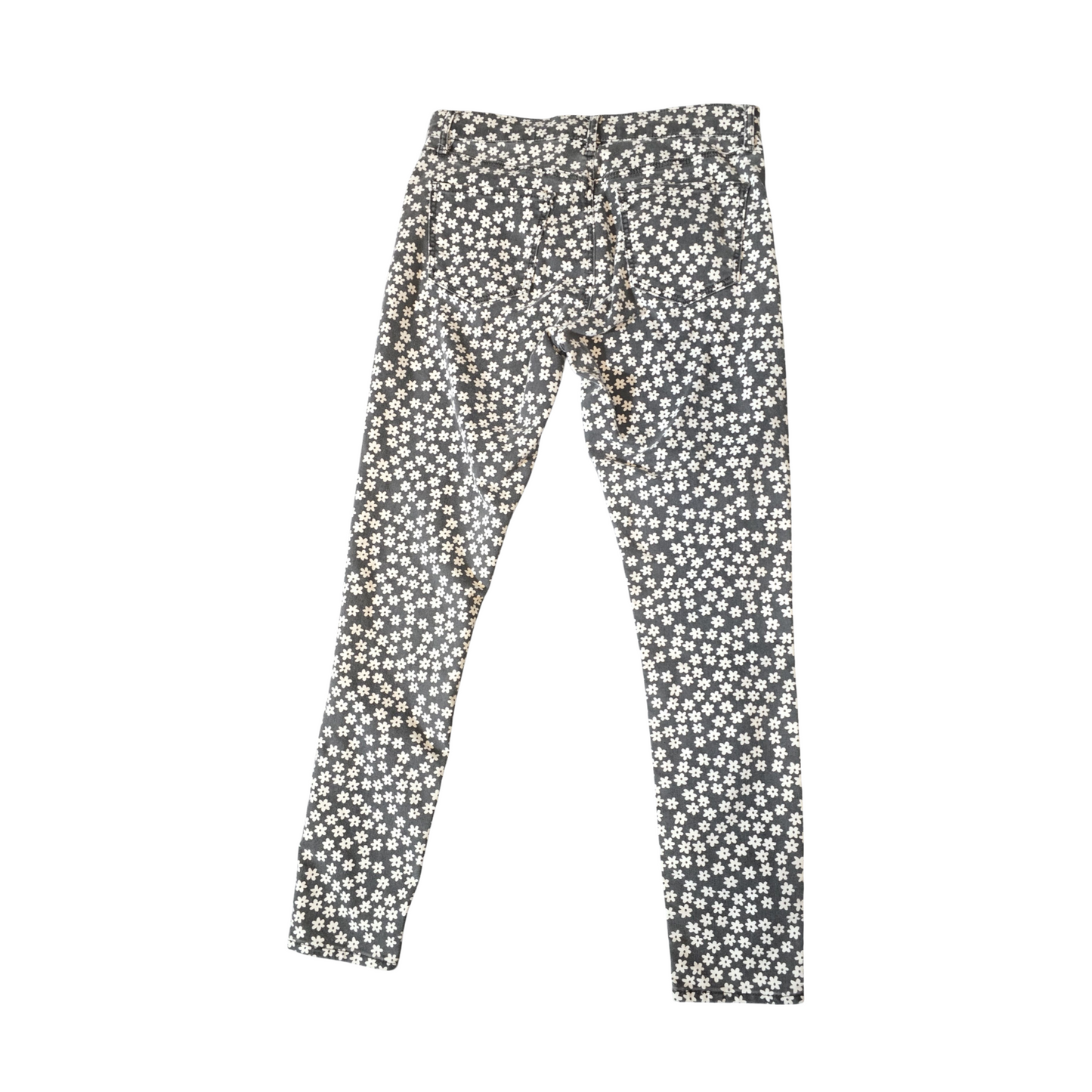 Topshop MOTO Leigh Black & White Floral High-Waisted Skinny Jeans – W28 L30