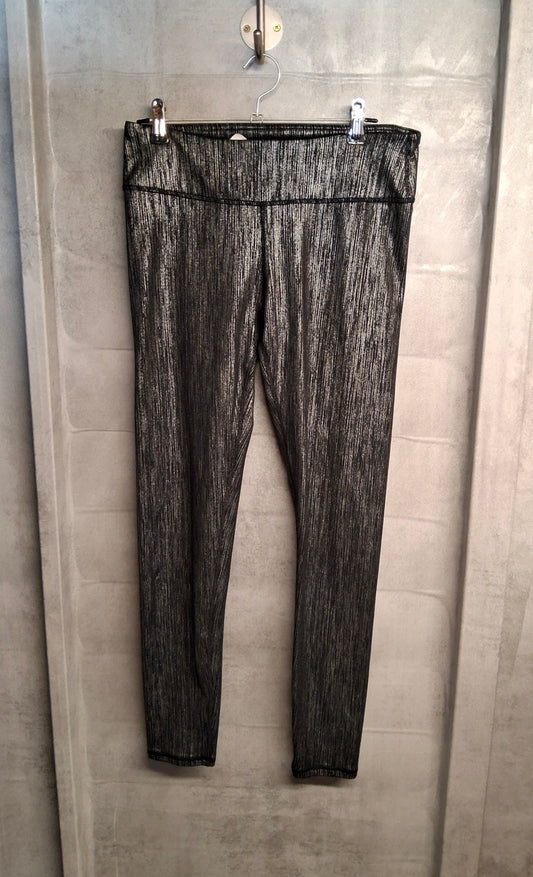 Fabletics Black & Silver High Waist Gym Leggings – Size S (8/10) – Polyester