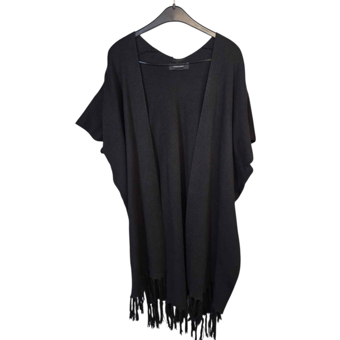 Primark Black Tasselled Short-Sleeve Cardigan – Size L/XL (size 16/18)