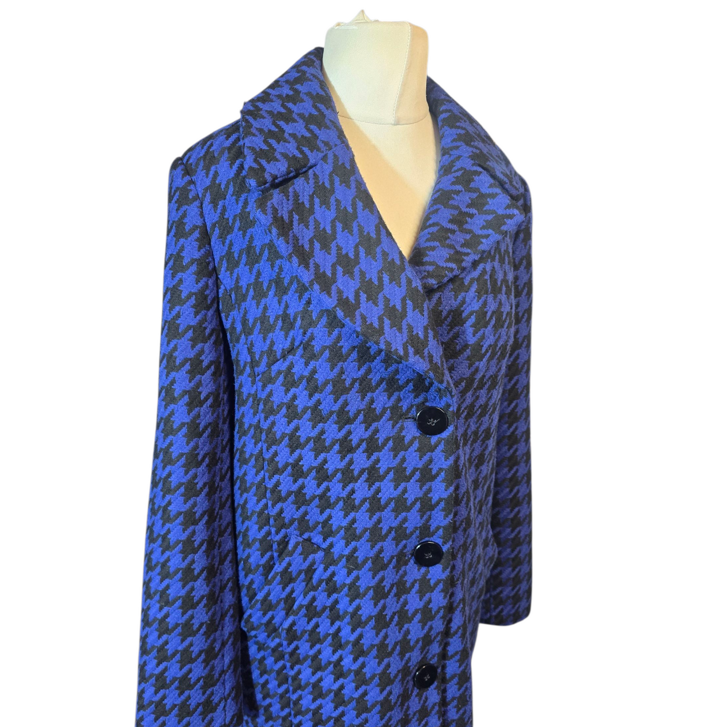 Debenhams The Collection Purple & Black Coat – Size 14 – Houndstooth Button Up