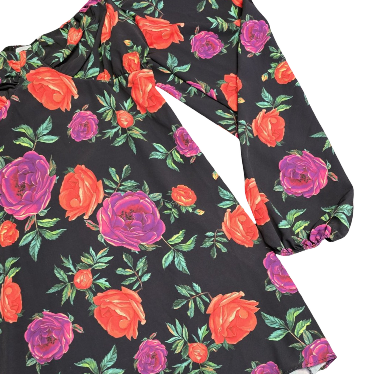 Missguided Black & Multicolour Floral Mini Dress Size 12 new