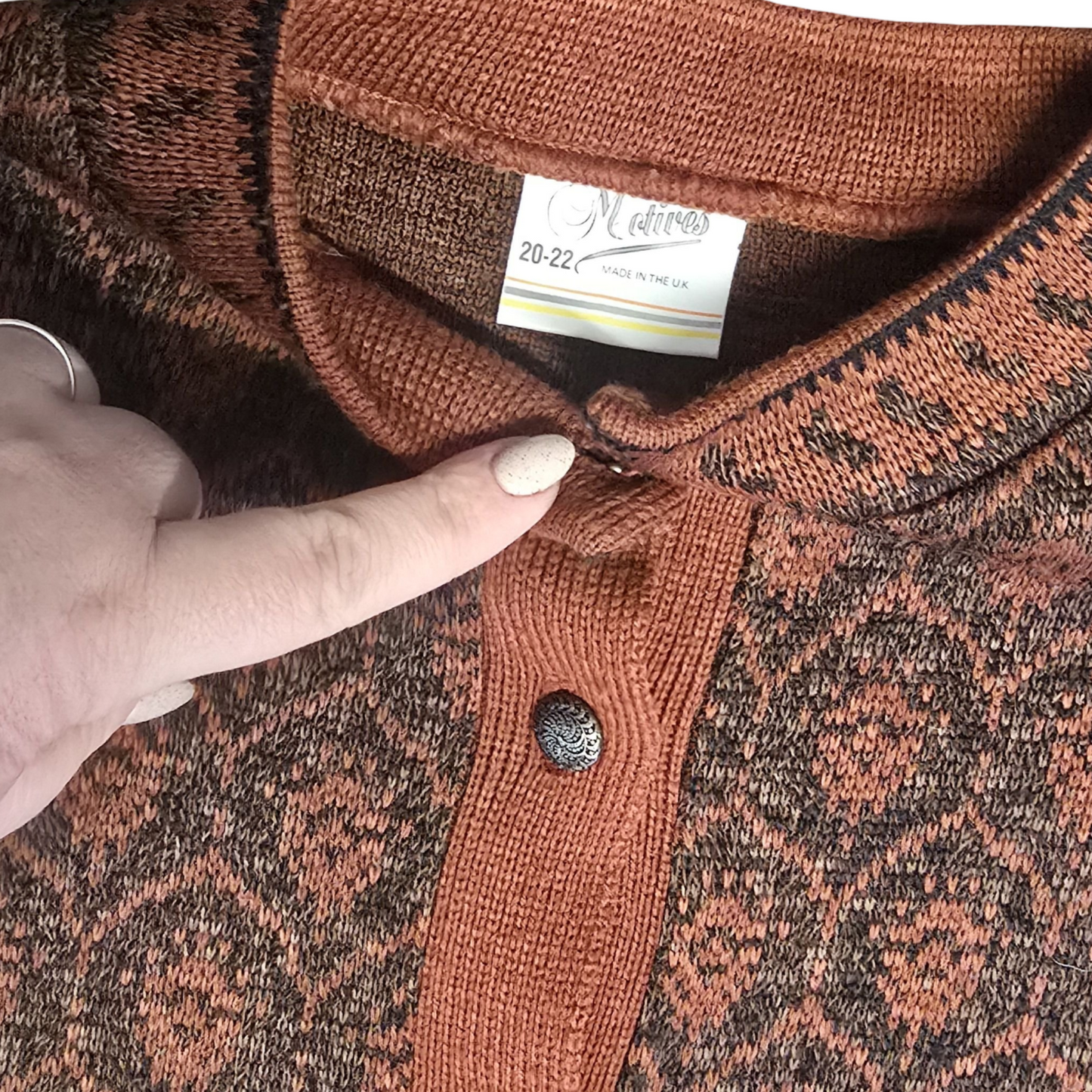 Motive Cardigan Brown & Orange Knit Vintage 1980s-90s Heritage