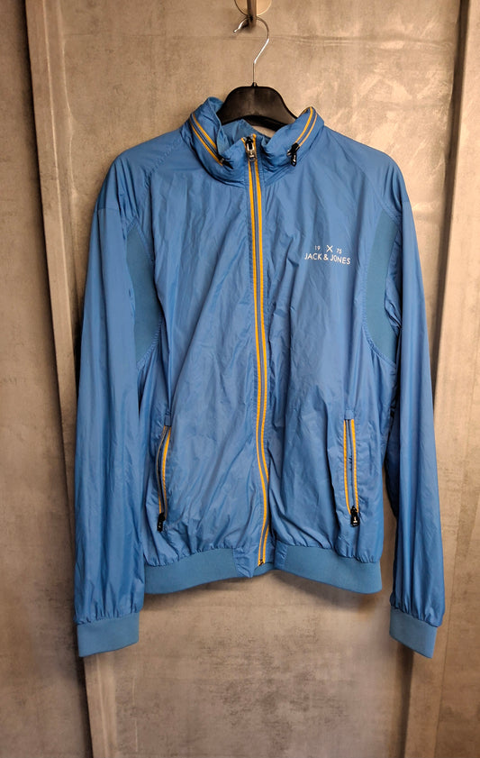 Jack & Jones Core Blue Lightweight Rain Jacket – XL – Hooded & Mesh Lined