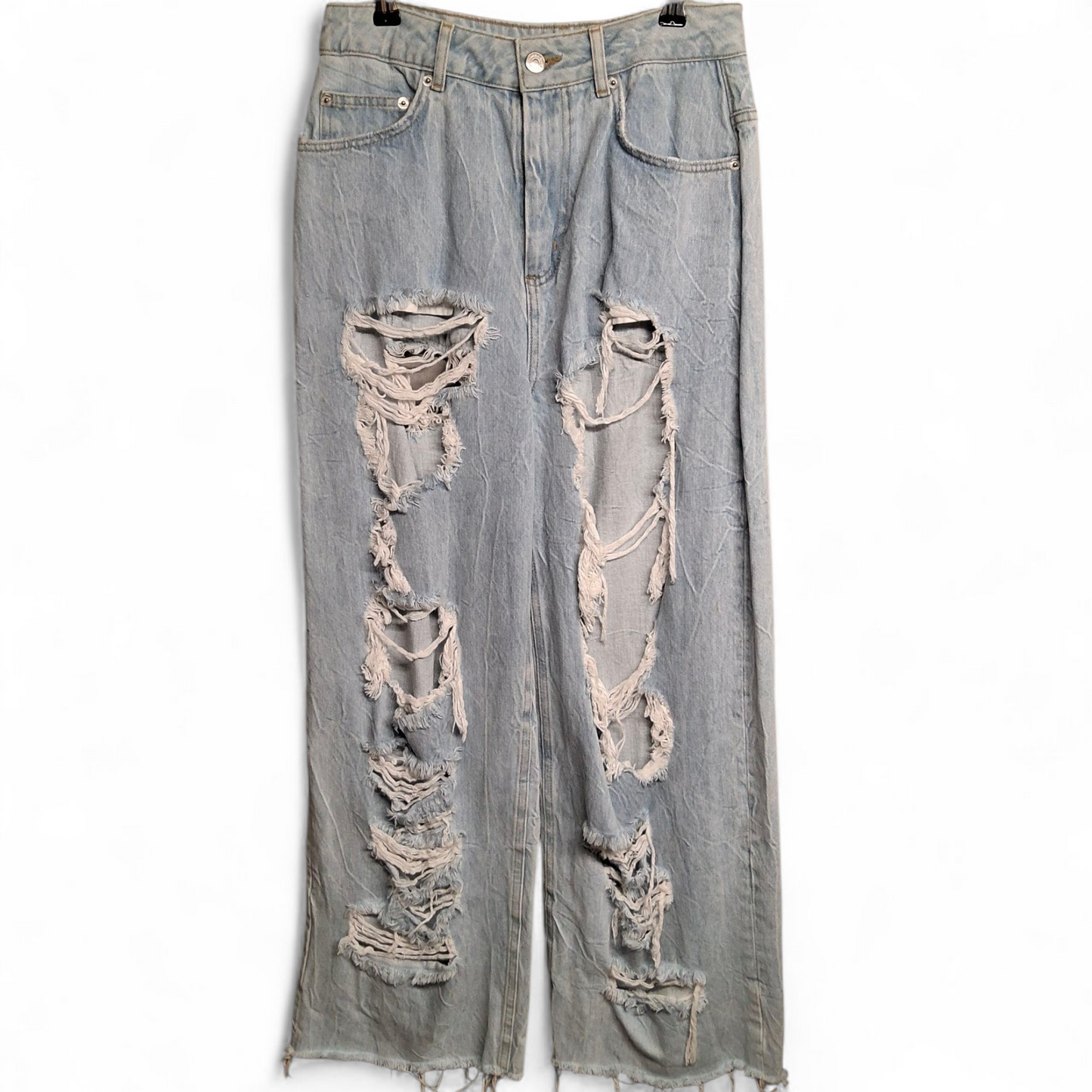 ASOS Light Blue Distressed Wide-Leg Jeans – Size 6/8 – 90s Grunge Cool