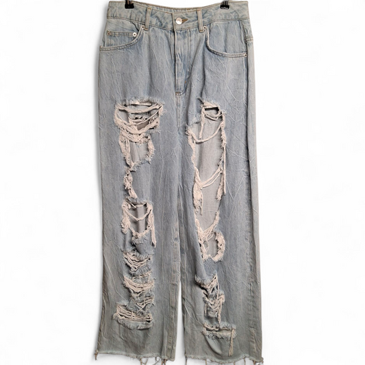 ASOS Light Blue Distressed Wide-Leg Jeans – Size 6/8 – 90s Grunge Cool