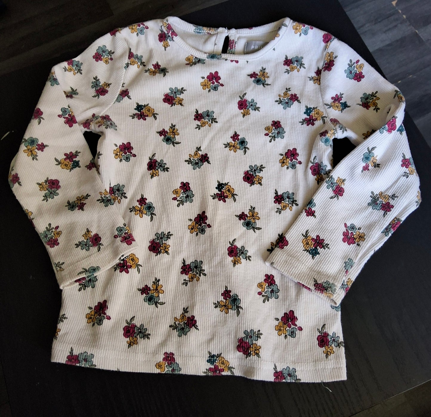 Primark White Floral Long Sleeve Top – Girls 24–36 Months – 100% Cotton 🌸