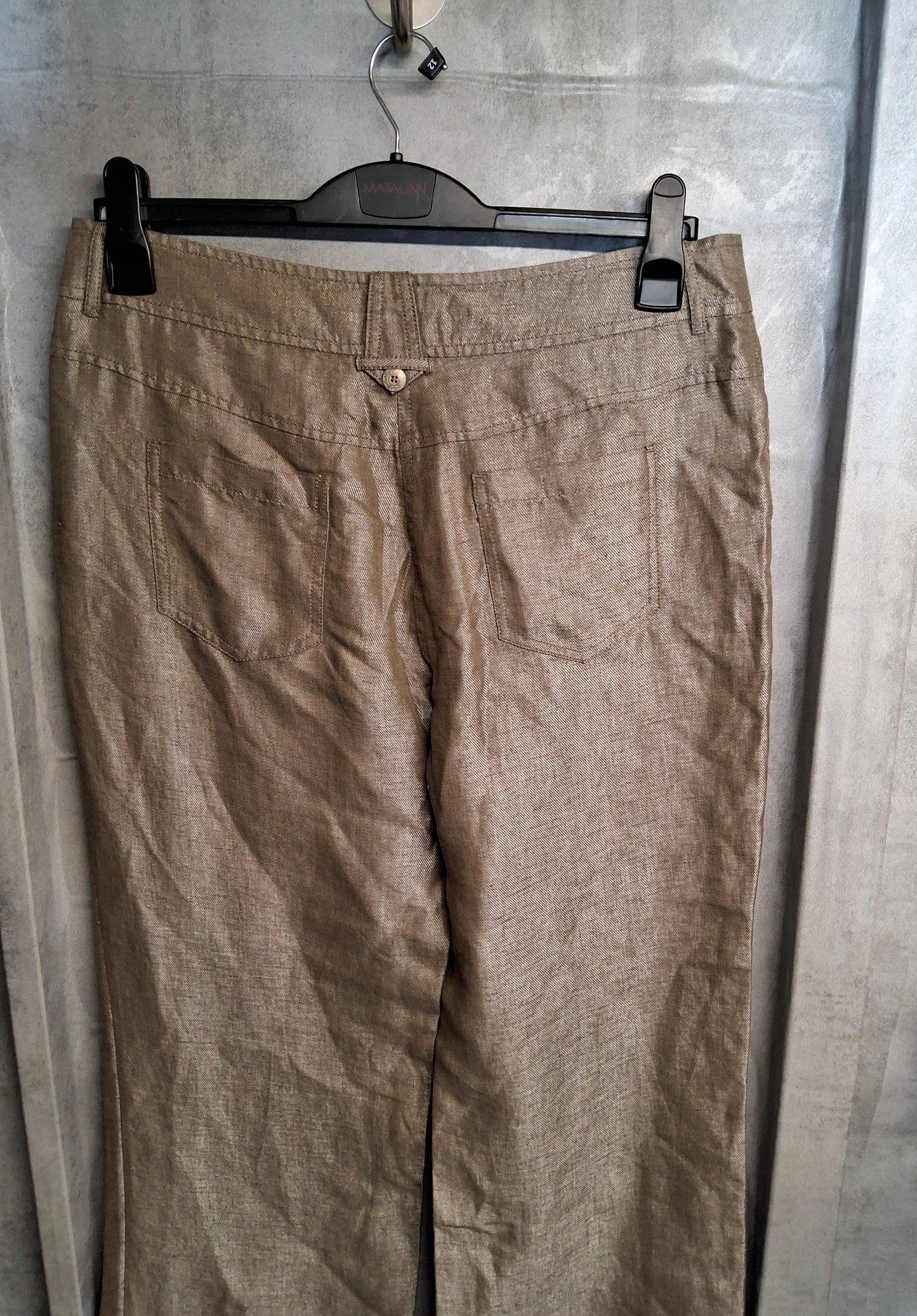 M&S Bronze Pisa Fit Wide Leg Trousers – Size 14 Reg – Linen Blend – NWT