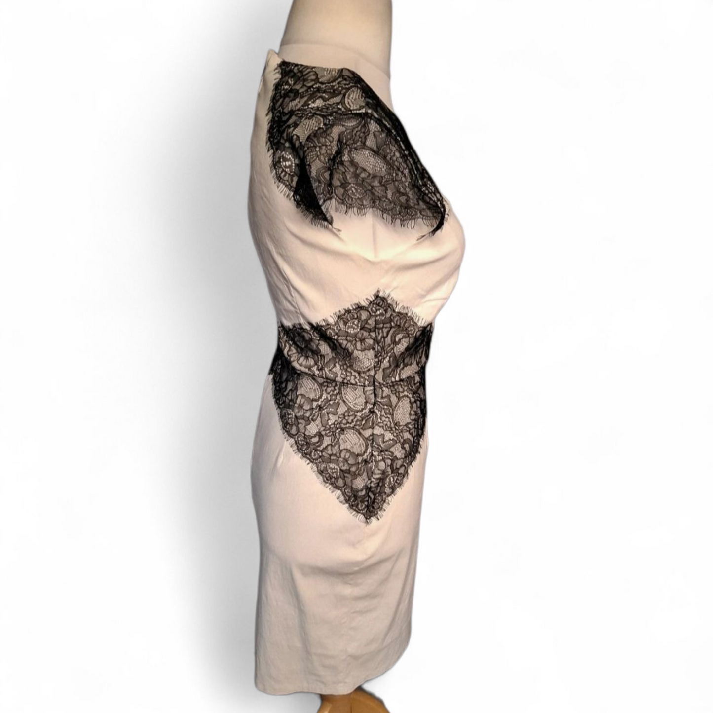 Paper Dolls White & Black Lace Bodycon Dress – Size 14