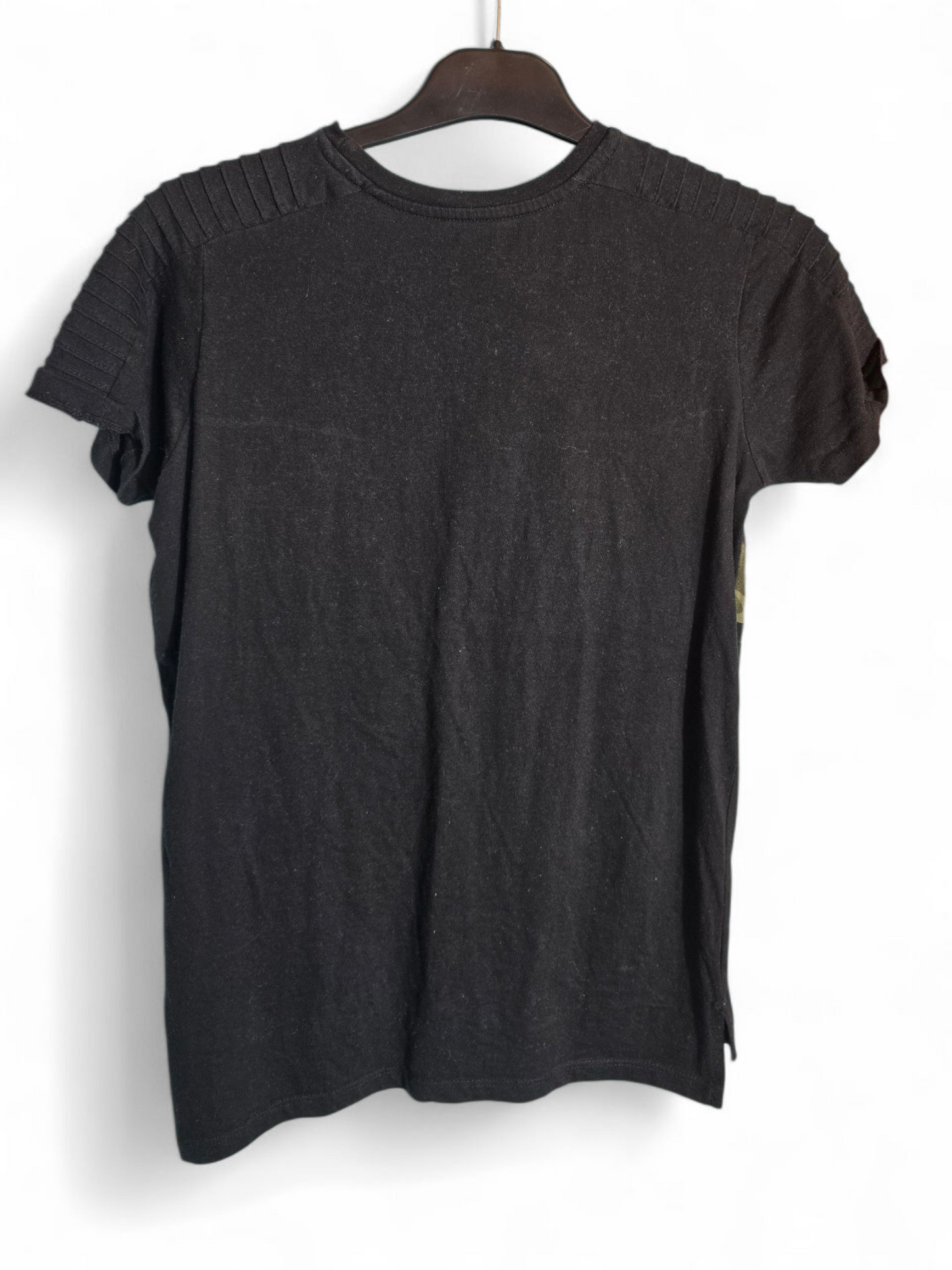 Primark Boys Black & Green Short Sleeve T-Shirt | Ribbed Shoulder Detail | Age 10-11 Years