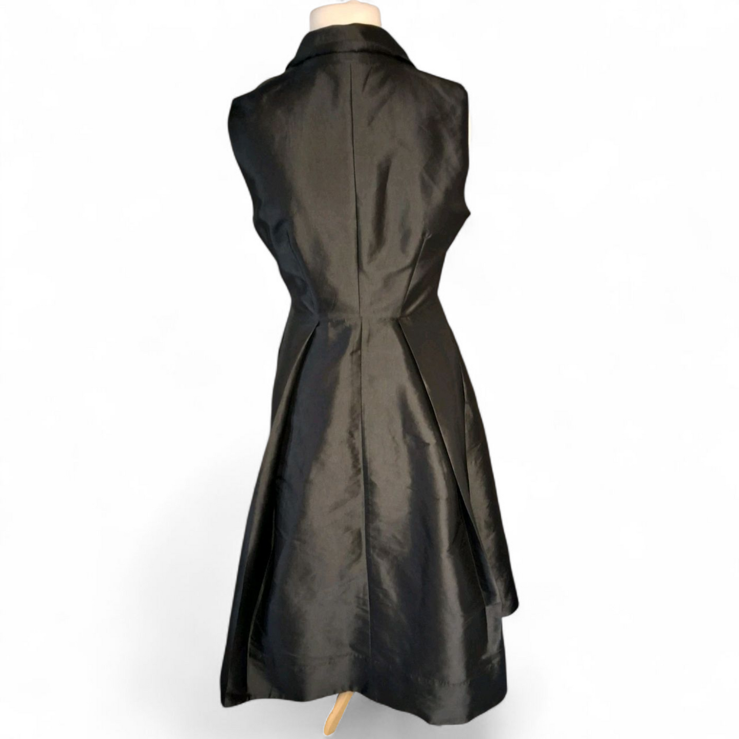 Karen Millen Black Satin Wrap Midi Dress – Size 10 – Sleek & Sophisticated