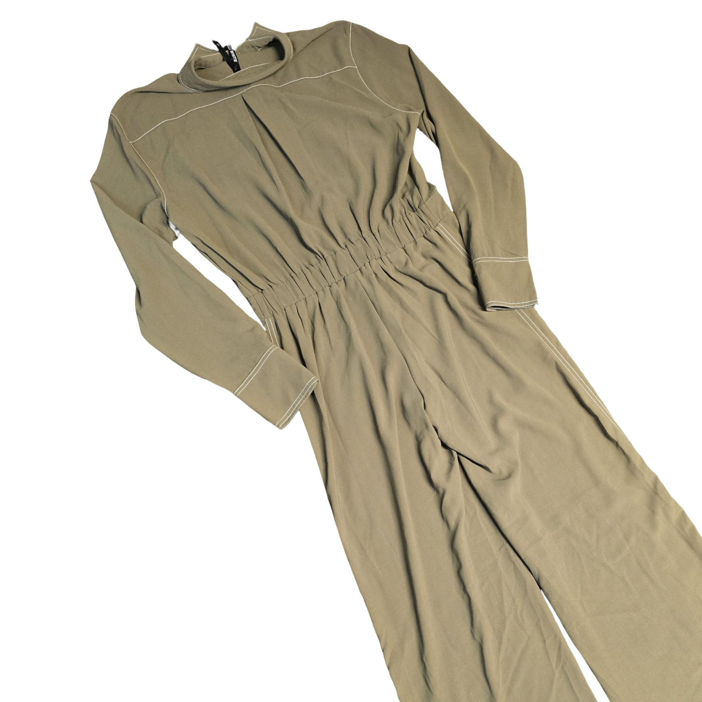 Elli White Jumpsuit Khaki Green Size 12 Utility Flared Weekend Causal