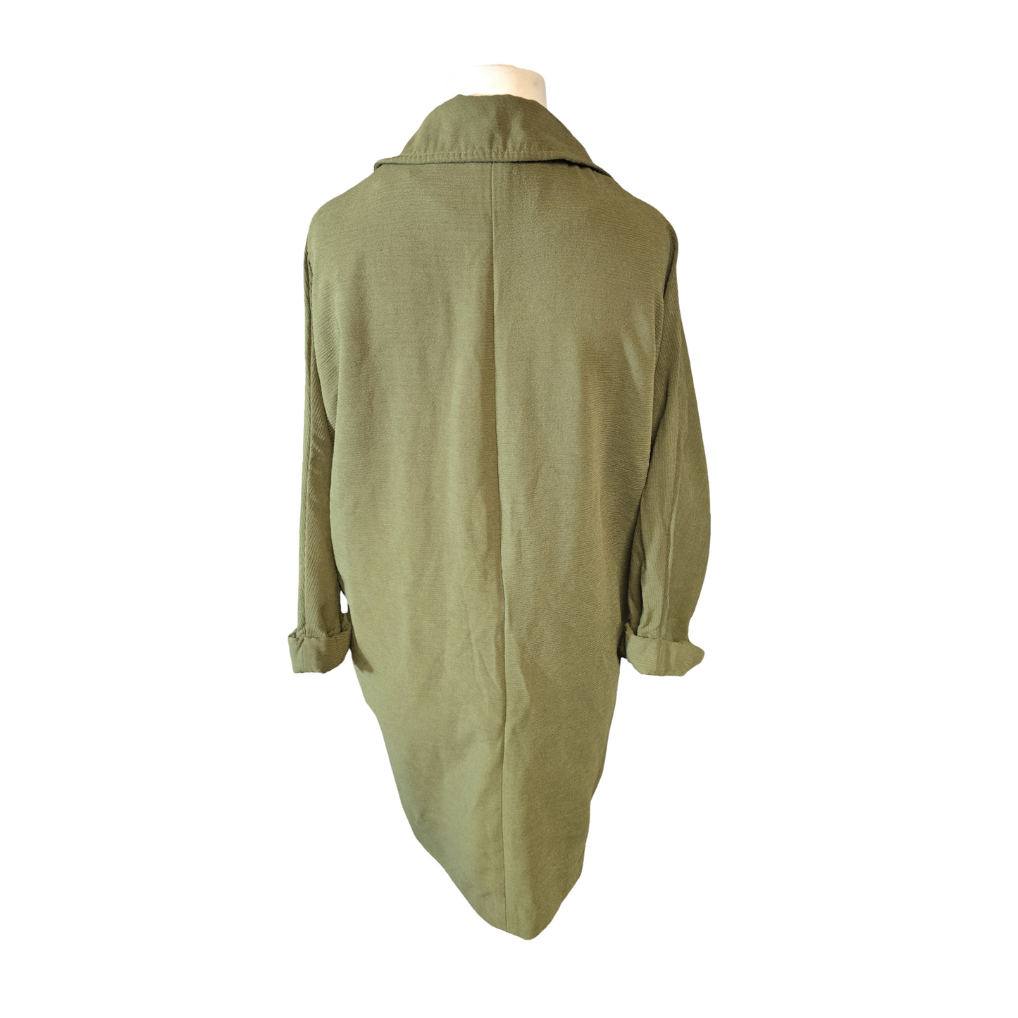 Topshop Khaki Green Oversized Midi Blazer – Size 10 – Lightweight Relaxed Fit