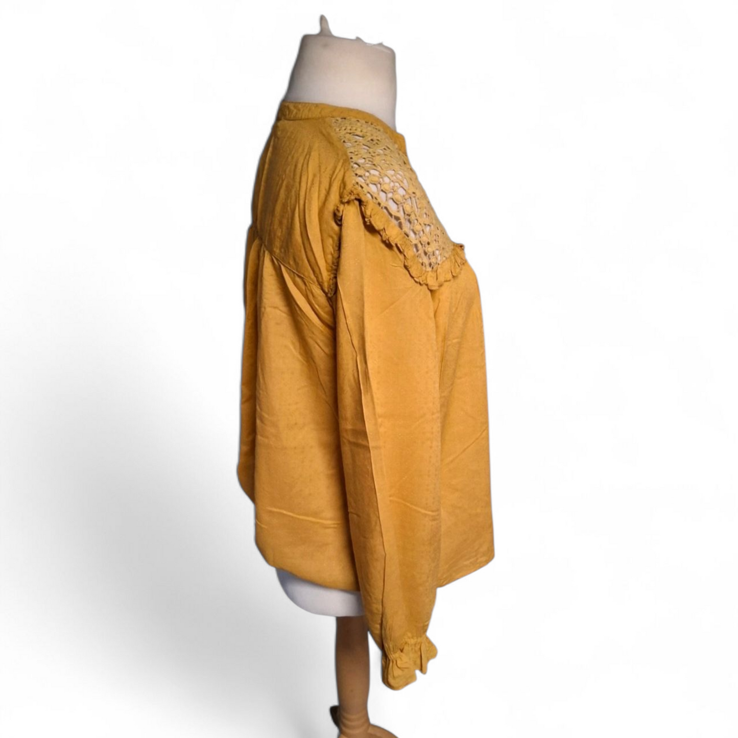 Laura Ashley Mustard Yellow Blouse – Size 12 – 100% Modal