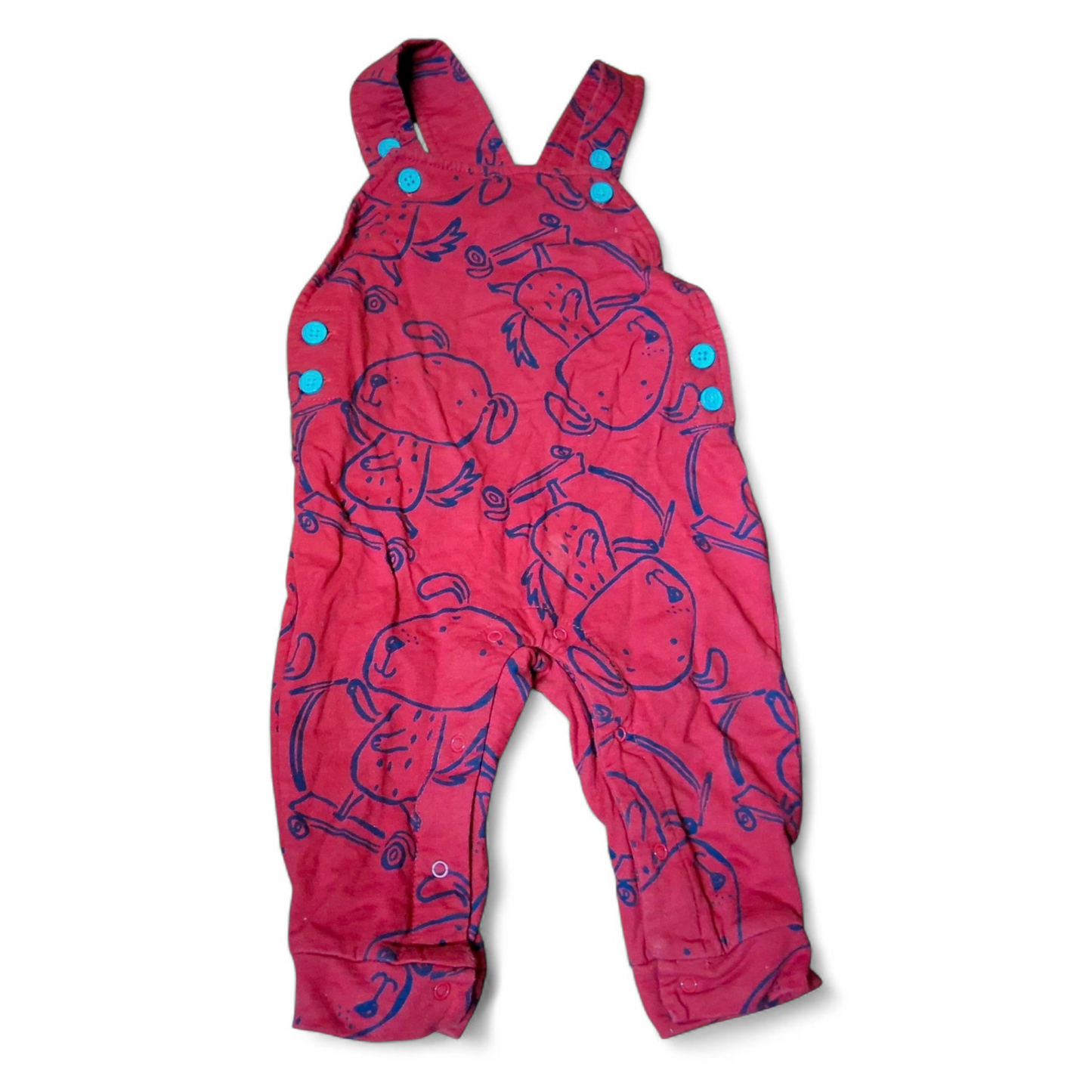 Studio Boys Red Dungarees – 9–12 Months – 100% Cotton