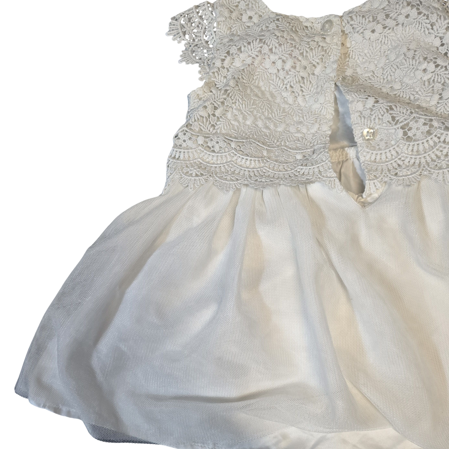 Primark White Lace & Tulle Dress – Girls 6–9 Months – Polyester